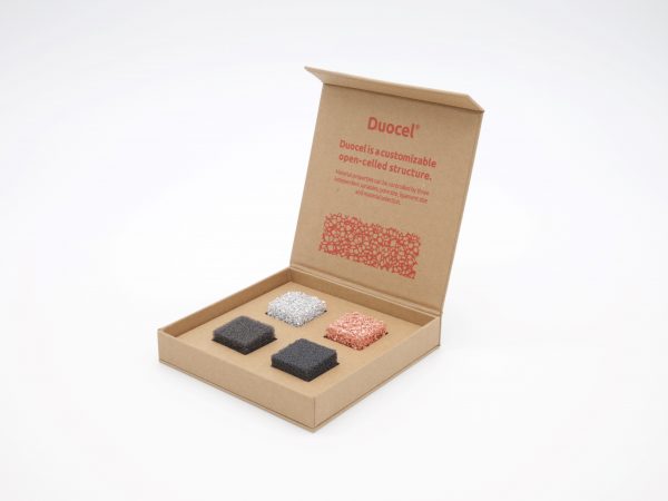 Sample kit box with 4 pieces of different Duocel materials